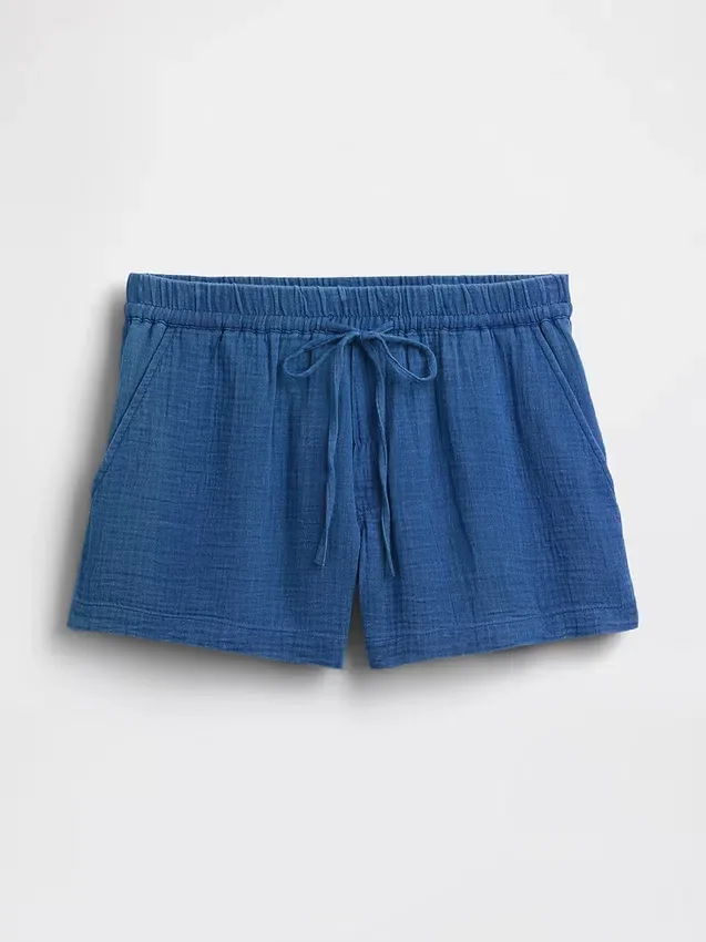 Pantalones cortos de denim de gasa de algodón de 4"