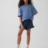 Pantalones cortos de denim de gasa de algodón para niños con volantes