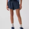 Pantalones cortos de denim de gasa de algodón para niños con volantes