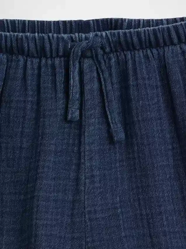 Pantalones cortos de denim de gasa de algodón para niños con volantes