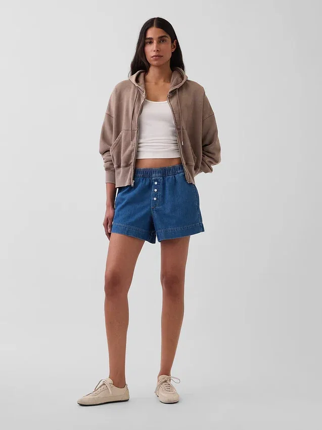 Pantalones cortos de denim ultrasuaves de talle medio