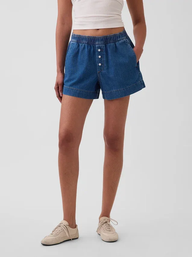 Pantalones cortos de denim ultrasuaves de talle medio