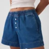 Pantalones cortos de denim ultrasuaves de talle medio