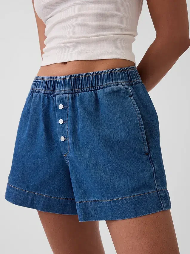 Pantalones cortos de denim ultrasuaves de talle medio