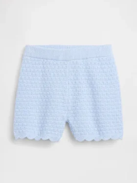 Pantalones cortos de ganchillo con dobladillo festoneado para bebés y niños pequeños