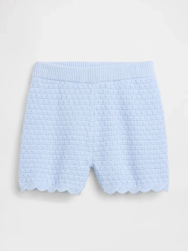 Pantalones cortos de ganchillo con dobladillo festoneado para bebés y niños pequeños