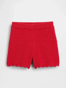 Pantalones cortos de ganchillo con dobladillo festoneado para bebés y niños pequeños