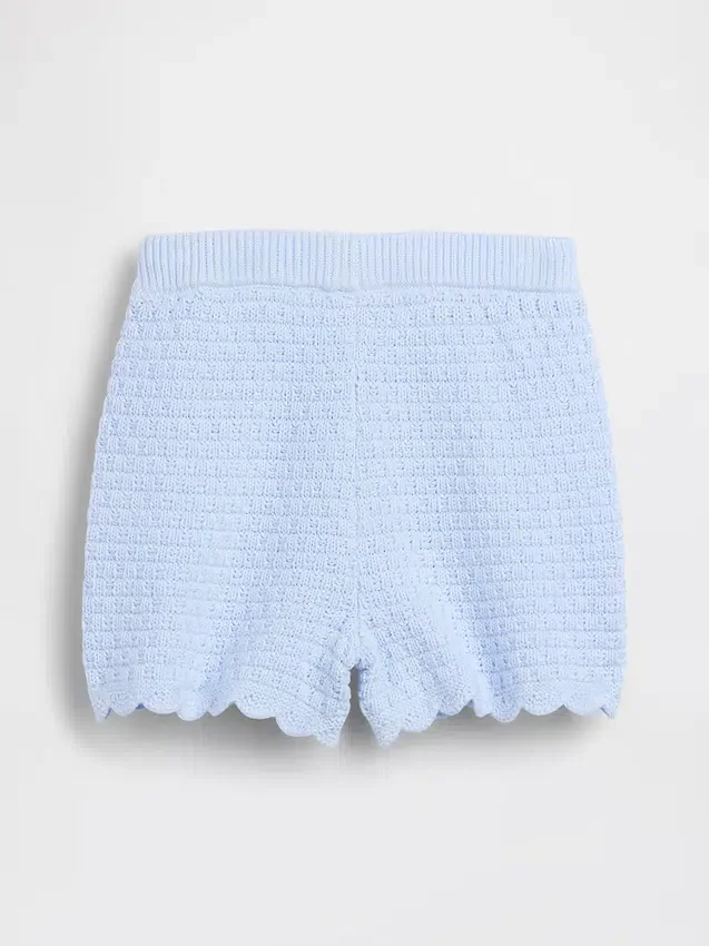 Pantalones cortos de ganchillo con dobladillo festoneado para bebés y niños pequeños