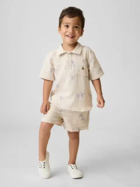 Pantalones cortos de gasa de algodón estampados para bebés y niños pequeños