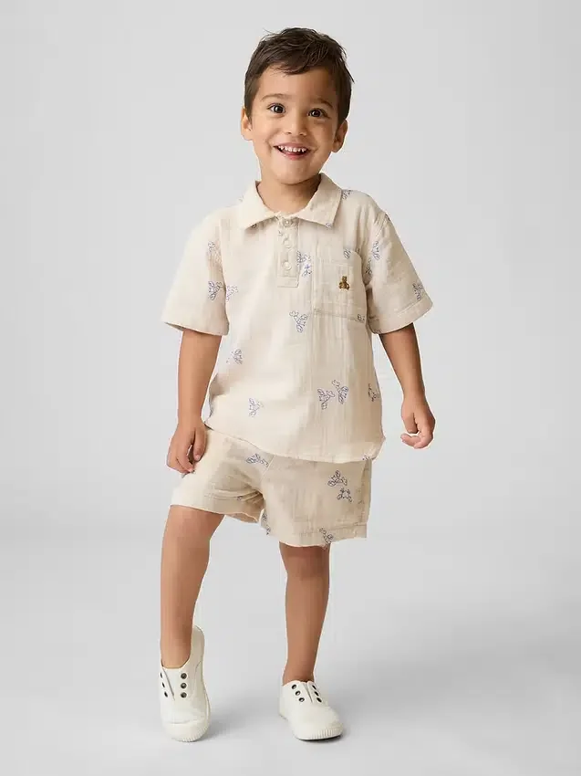 Pantalones cortos de gasa de algodón estampados para bebés y niños pequeños