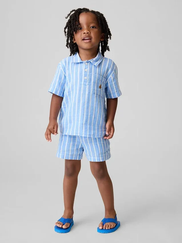 Pantalones cortos de gasa de algodón estampados para bebés y niños pequeños