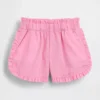 Pantalones cortos de lino y algodón con volantes y estampado de delfines para bebés y niños pequeños