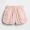 Pantalones cortos de lino y algodón con volantes y estampado de delfines para bebés y niños pequeños