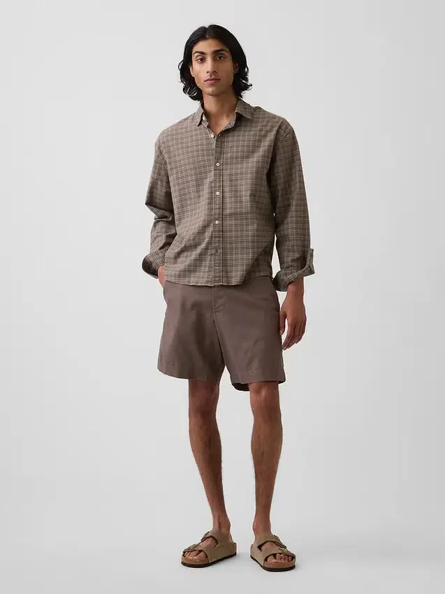 Pantalones cortos de lino y algodón de 7,5"