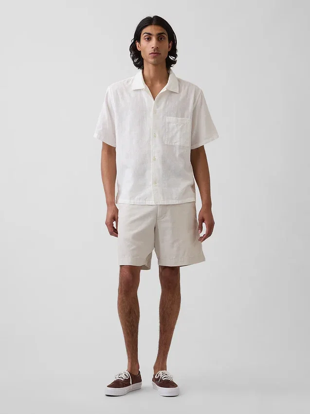 Pantalones cortos de lino y algodón de 7,5"