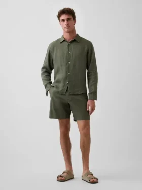 Pantalones cortos de lino y algodón de 7,5"
