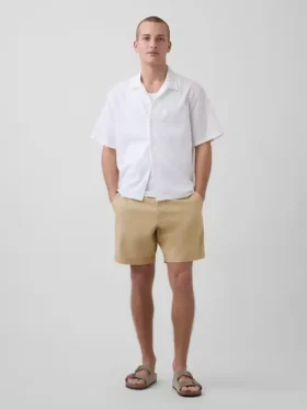 Pantalones cortos de lino y algodón de 7,5"
