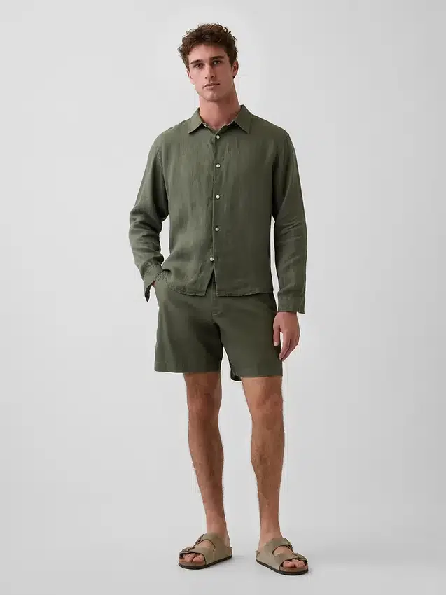 Pantalones cortos de lino y algodón de 7,5"
