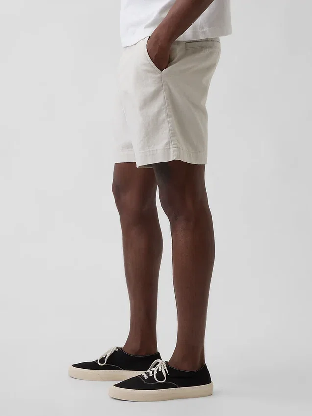 Pantalones cortos de lino y algodón de 7,5"