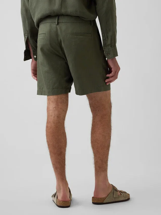 Pantalones cortos de lino y algodón de 7,5"