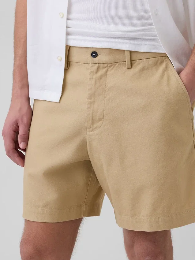 Pantalones cortos de lino y algodón de 7,5"
