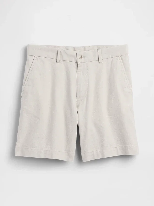 Pantalones cortos de lino y algodón de 7,5"