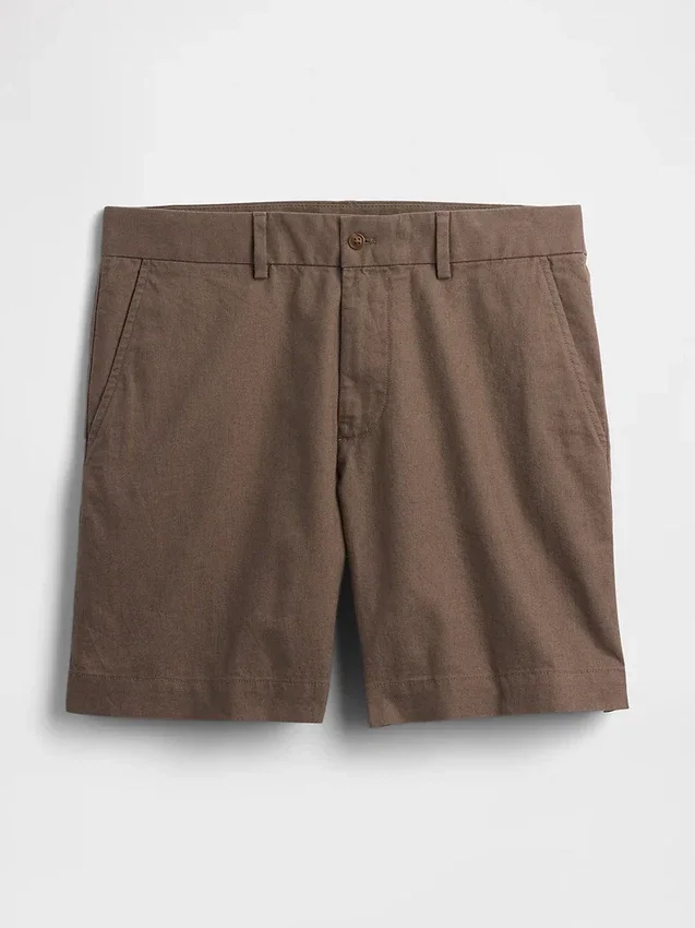 Pantalones cortos de lino y algodón de 7,5"