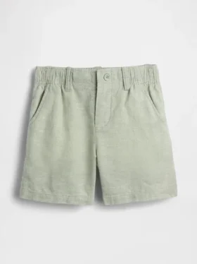 Pantalones cortos de lino y algodón para bebés y niños pequeños