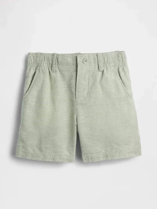 Pantalones cortos de lino y algodón para bebés y niños pequeños