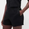 Pantalones cortos de mezcla de lino de talle medio de 4"