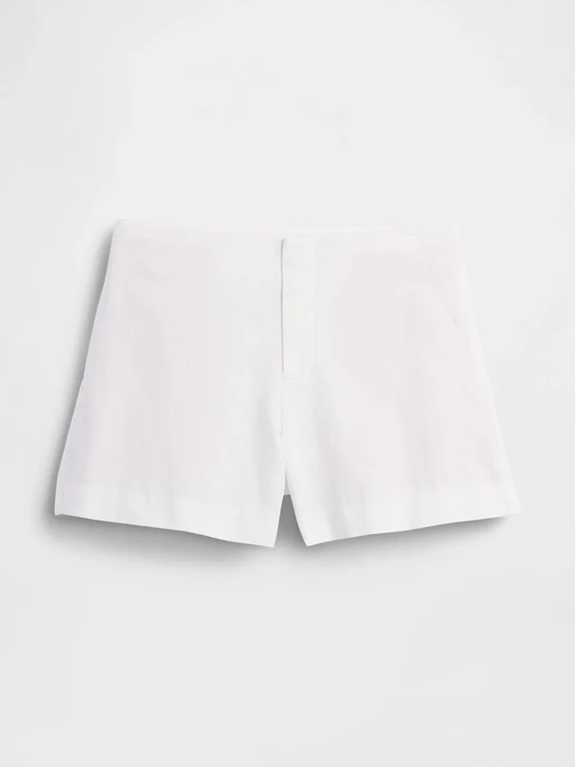 Pantalones cortos de mezcla de lino de talle medio de 4"