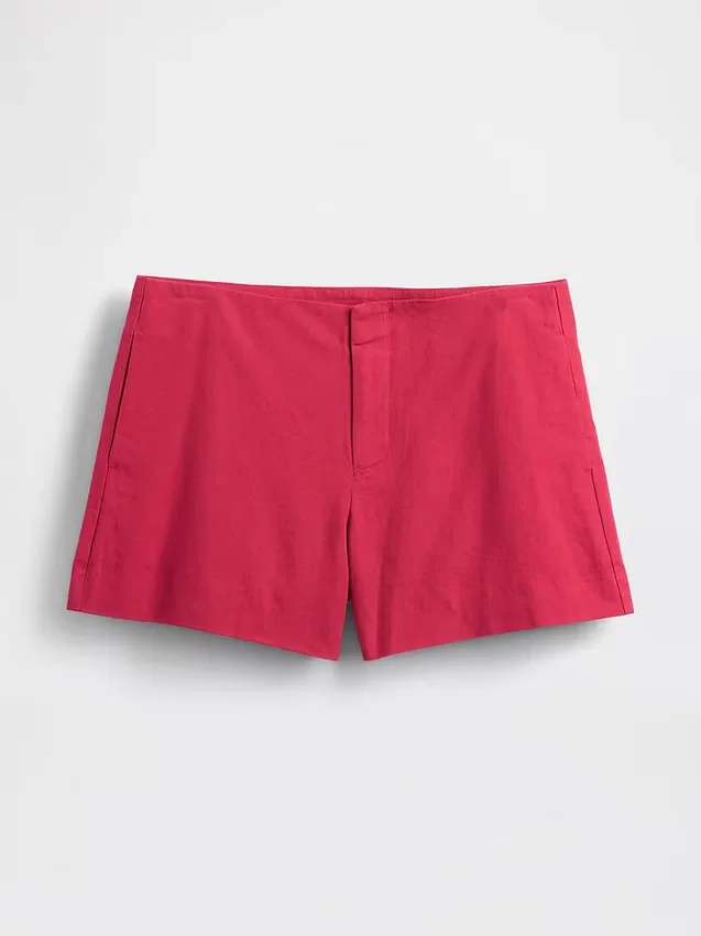 Pantalones cortos de mezcla de lino de talle medio de 4"