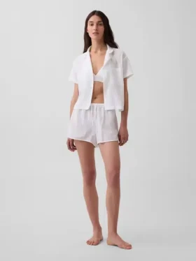 Pantalones cortos de pijama de gasa arrugada