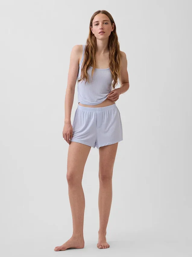 Pantalones cortos de pijama de modal acanalado, de tacto muy suave