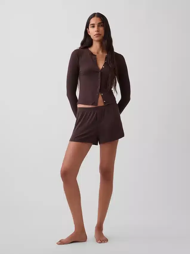 Pantalones cortos de pijama de modal acanalado, de tacto muy suave