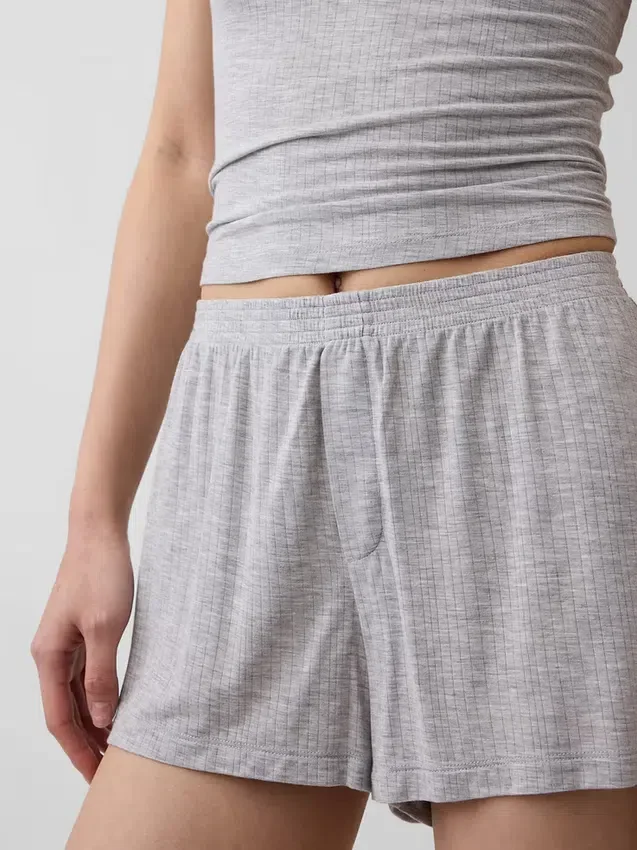 Pantalones cortos de pijama de modal acanalado, de tacto muy suave