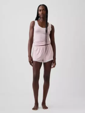 Pantalones cortos de pijama de modal supersuaves con ribete de encaje