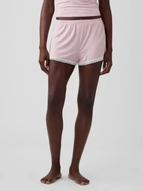 Pantalones cortos de pijama de modal supersuaves con ribete de encaje