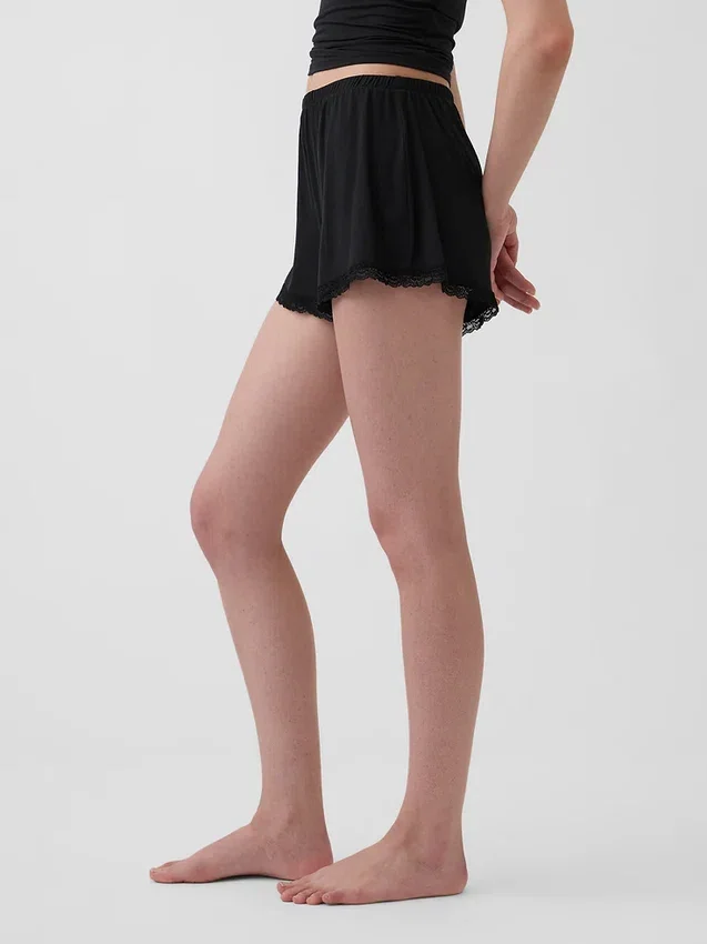 Pantalones cortos de pijama de modal supersuaves con ribete de encaje