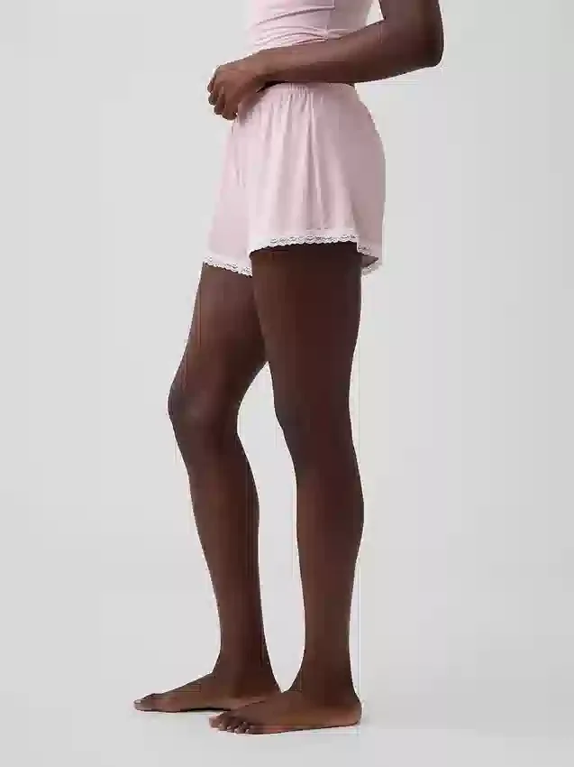 Pantalones cortos de pijama de modal supersuaves con ribete de encaje
