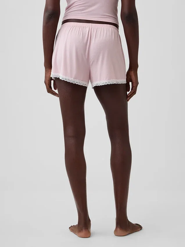 Pantalones cortos de pijama de modal supersuaves con ribete de encaje