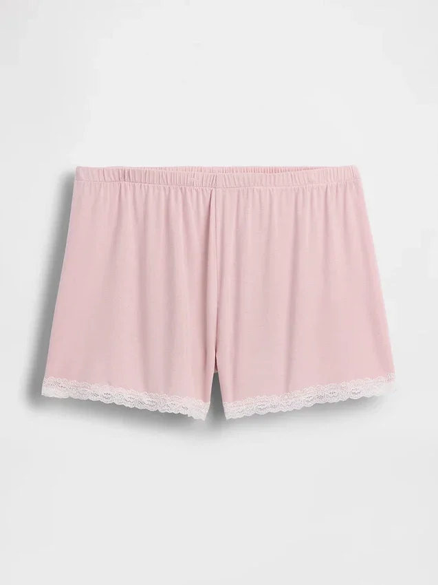 Pantalones cortos de pijama de modal supersuaves con ribete de encaje