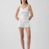 Pantalones cortos de pijama de punto pointelle con bajo ondulado