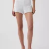 Pantalones cortos de pijama de punto pointelle con bajo ondulado