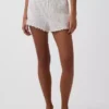 Pantalones cortos de pijama de punto pointelle con bajo ondulado