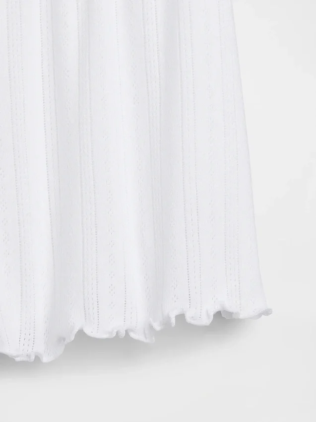 Pantalones cortos de pijama de punto pointelle con bajo ondulado