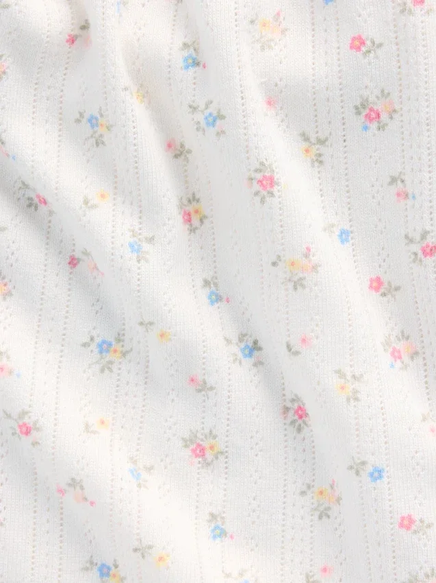 Pantalones cortos de pijama de punto pointelle con bajo ondulado