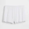 Pantalones cortos de pijama de punto pointelle con bajo ondulado