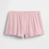 Pantalones cortos de pijama de punto pointelle con bajo ondulado