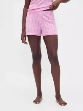Pantalones cortos de pijama ligeros de punto CashSoft con diseño de corazones en punto Pointelle